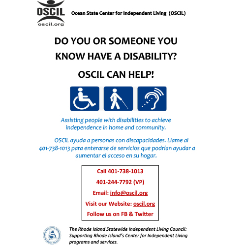 Anúncio de Patrocínio Ocean State Center for Independent Living (OSCIL)