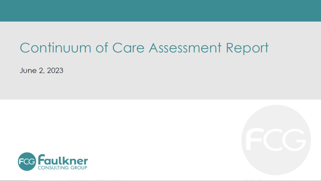 Ecrã de abertura do relatório Faulkner Continuum of Care