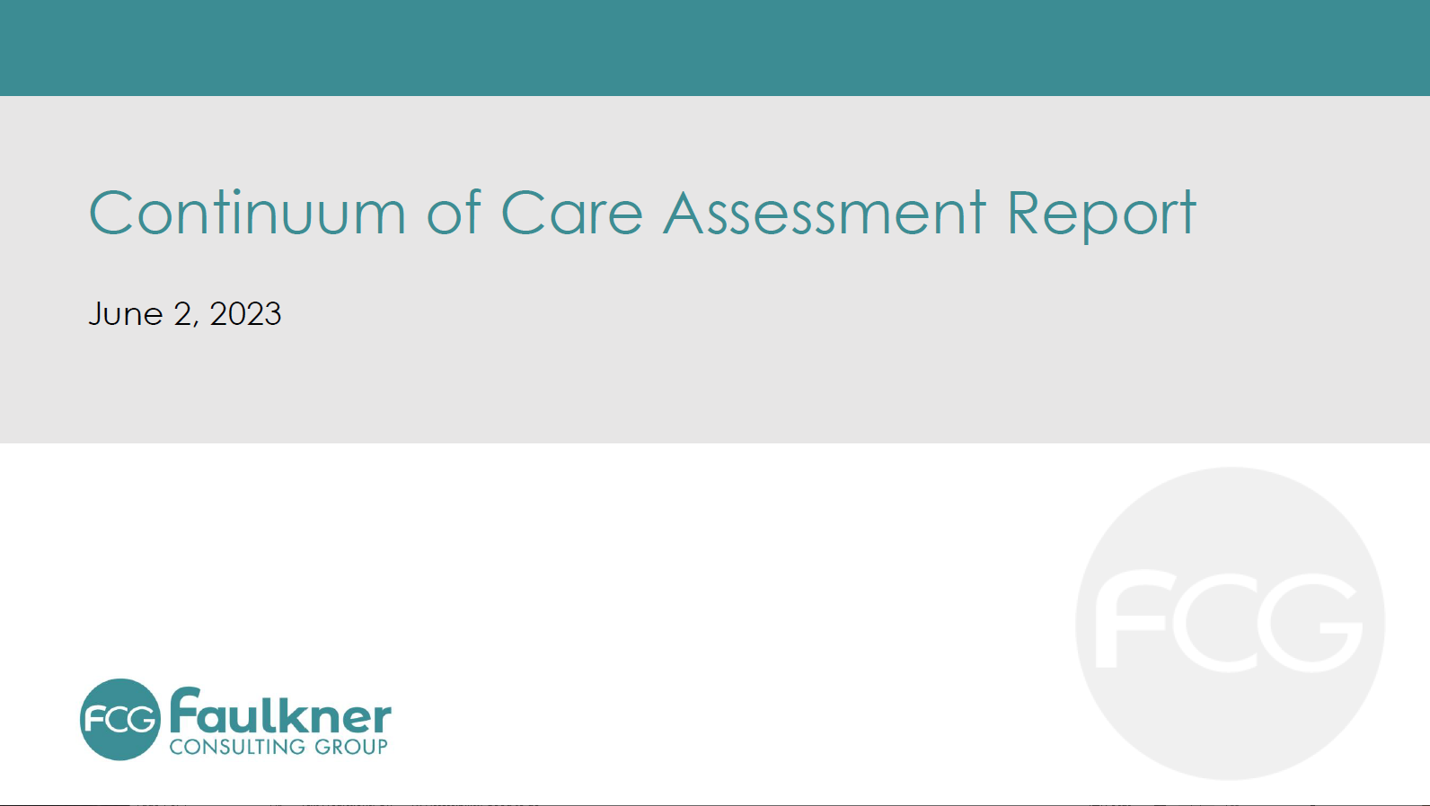 Faulkner report Continuum of Care opening screen